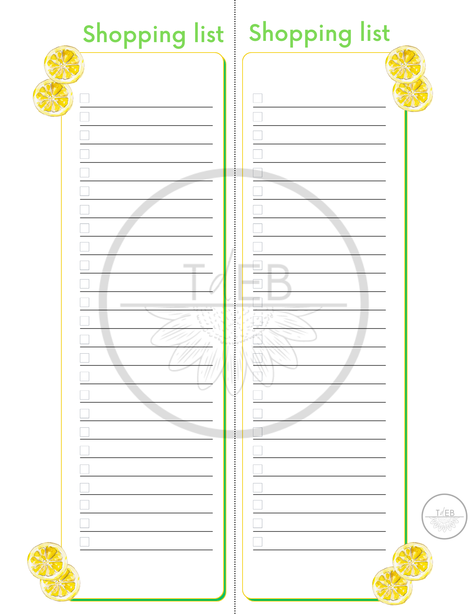 Lemon Shopping List – Baker's Bars Soapery